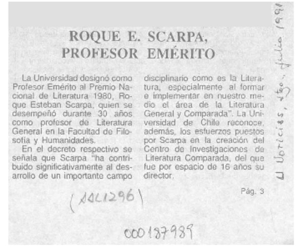 Roque E. Scarpa, profesor emérito  [artículo].