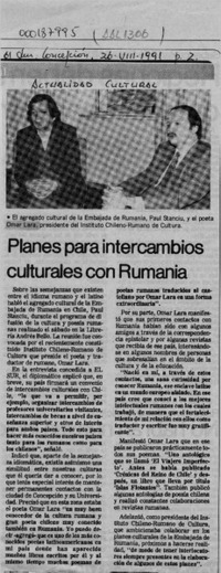 Planes para intercambios culturales con Rumania  [artículo].