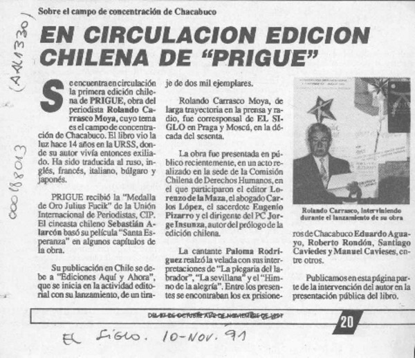 En Circulación edición chilena de "Prigué"