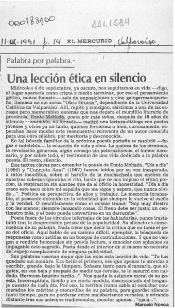 Una lección ética de silencio  [artículo] Marcelo Novoa.