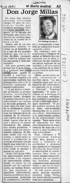 Don Jorge Millas  [artículo] Santiago Carrillo F.