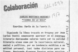 Carlos Martínez Moreno "Tierra en la boca"  [artículo] Darío de la Fuente D.