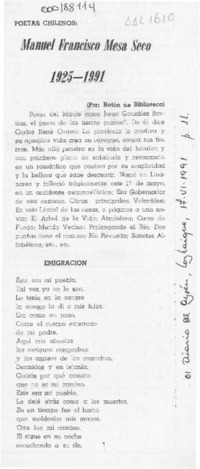 Manuel Francisco Mesa Seco 1925-1991  [artículo] Ratón de Biblioteca.