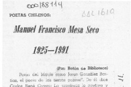 Manuel Francisco Mesa Seco 1925-1991  [artículo] Ratón de Biblioteca.