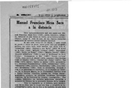 Manuel Francisco Mesa Seco a la distancia  [artículo] León C. Santoro Funes.