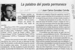 La palabra del poeta permanece  [artículo] Juan Carlos González Colville.