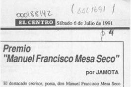 Premio "Manuel Francisco Mesa Seco"  [artículo] Jamota.
