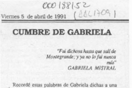 Cumbre de Gabriela  [artículo] Manuel Hervia Olave.