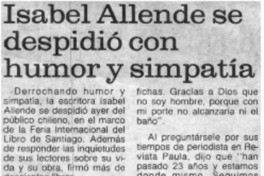 Isabel Allende se despidió con simpatía