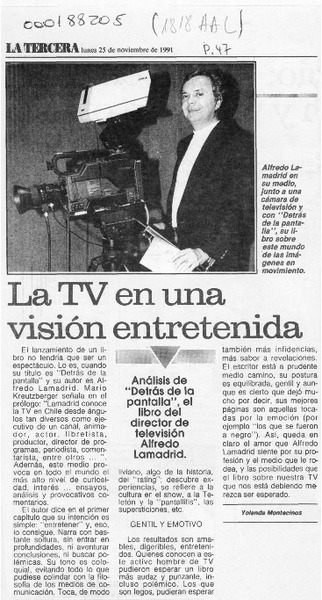 La TV en una visión entretenida  [artículo] Yolanda Montecinos.