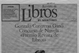 Gonzalo Contreras ganó concurso de novela "Premio Revista de Libros"  [artículo].