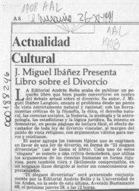 J. Miguel Ibáñez presenta libro sobre el divorcio  [artículo].