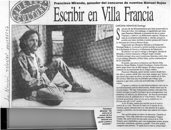 Escribir en Villa Francia  [artículo] Carolina Aránguiz.