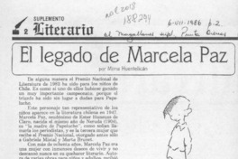 El legado de Marcela Paz  [artículo] Mirna Huentelicán.