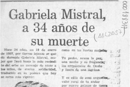 Gabriela Mistral, a 34 años de su muerte  [artículo] Juan Meza Sepúlveda.