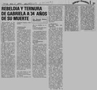 Rebeldía y ternura de Gabriela a 34 años de su muerte  [artículo] Ronnie Muñoz Martineaux.
