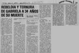 Rebeldía y ternura de Gabriela a 34 años de su muerte  [artículo] Ronnie Muñoz Martineaux.