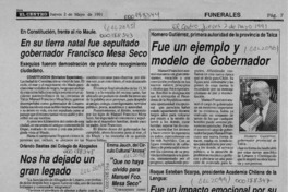 Fue un ejemplo y modelo de gobernador  [artículo] Homero Gutiérrez.
