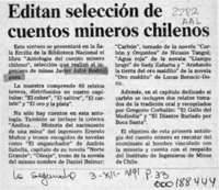 Editan selección de cuentos mineros chilenos  [artículo].