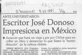 Escritor José Donoso impresiona en México  [artículo].