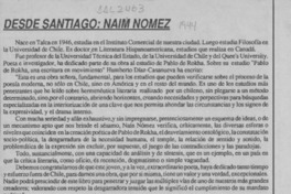 Desde Santiago, Naín Nómez  [artículo].