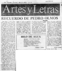 Recuerdo de Pedro Olmos  [artículo] Matías Rafide.