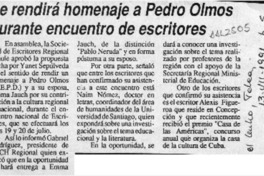 Se rendirá homenaje a Pedro Olmos durante encuentro de escritores  [artículo].