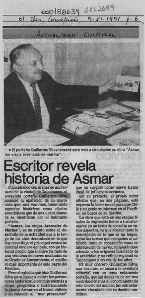 Escritor revela historia de Asmar  [artículo].