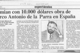 Premian con 10.000 dólares obra de Marco Antonio de la Parra en España  [artículo].
