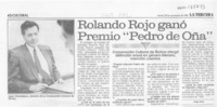 Rolando Rojo ganó premio "Pedro de Oña"