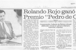 Rolando Rojo ganó premio "Pedro de Oña"