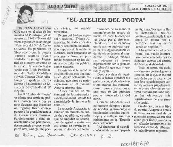 "El atelier del poeta"  [artículo] Luis E. Aguilera.