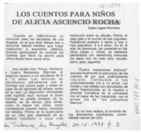 Los cuentos para niños de Alicia Ascencio Rocha  [artículo] Irma Lagos Herrera.