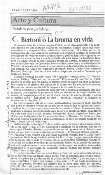 C. Bertoni o la broma en vida