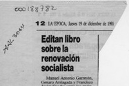 Editan libro sobre la renovación socialista  [artículo].