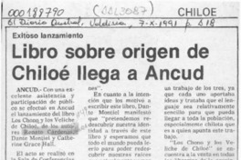 Libro sobre origen de Chiloé llega a Ancud  [artículo].
