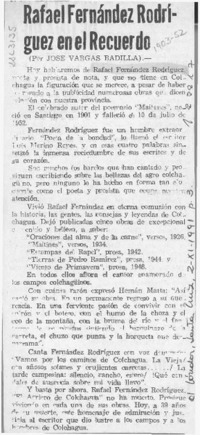 Rafael Fernández Rodríguez en el recuerdo  [artículo] José Vargas Badilla.