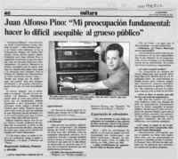 Juan Alfonso Pino, "Mi preocupación fundamental, hacer lo difícil asequible al grueso público"  [artículo].