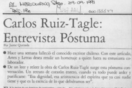 Carlos Ruiz-Tagle, entrevista póstuma  [artículo] Jaime Quezada.