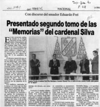 Presentado segundo tomo de las "Memorias" del cardenal Silva