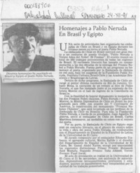 Homenajes a Pablo Neruda en Brasil y Egipto  [artículo].