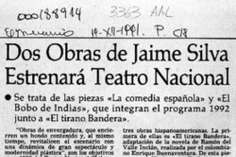 Dos obras de Jaime Silva estrenará Teatro Nacional  [artículo].