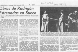 Obras de Radrigán estrenadas en sueco  [artículo].
