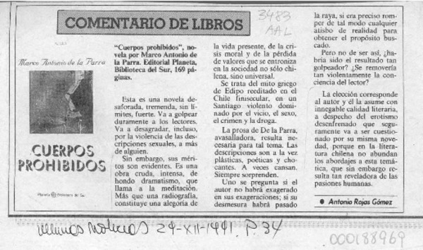 Cuerpos prohibidos  [artículo] Antonio Rojas Gómez.