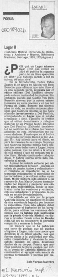 Lagar II  [artículo] Luis Vargas Saavedra.