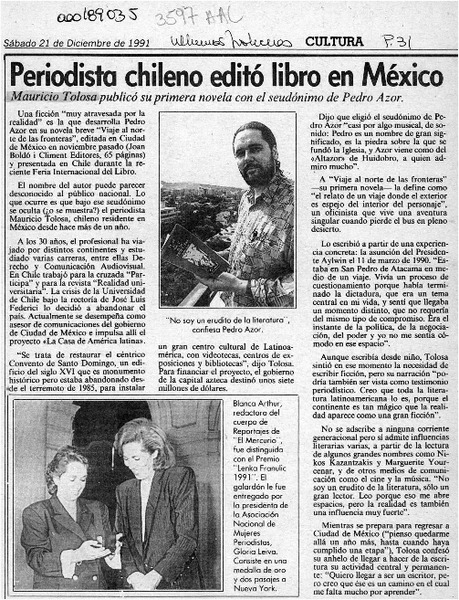 Periodista chileno editó libro en México  [artículo].
