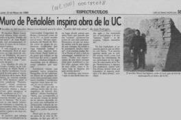 Muro de Peñalolén inspira obra de la UC  [artículo].