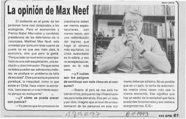 La opinión de Max Neef  [artículo] E. G.