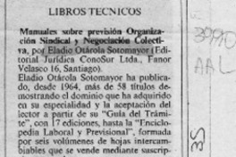 Manuales sobre previsión, organización sindical y negociación colectiva  [artículo] Osvaldo Torres-Ahumada.
