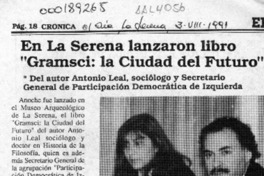 En La Serena lanzaron libro "Gramsci, la ciudad del futuro"  [artículo].